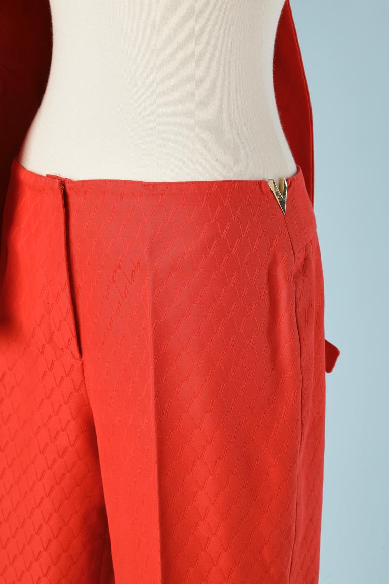 Combinaison-pantalon en jacquard de coton rouge  avec ceinture Valentino Roma  en vente 4