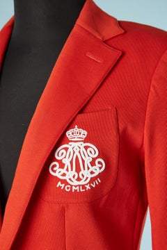 Red cotton jersey single-breasted blazer Ralph Lauren