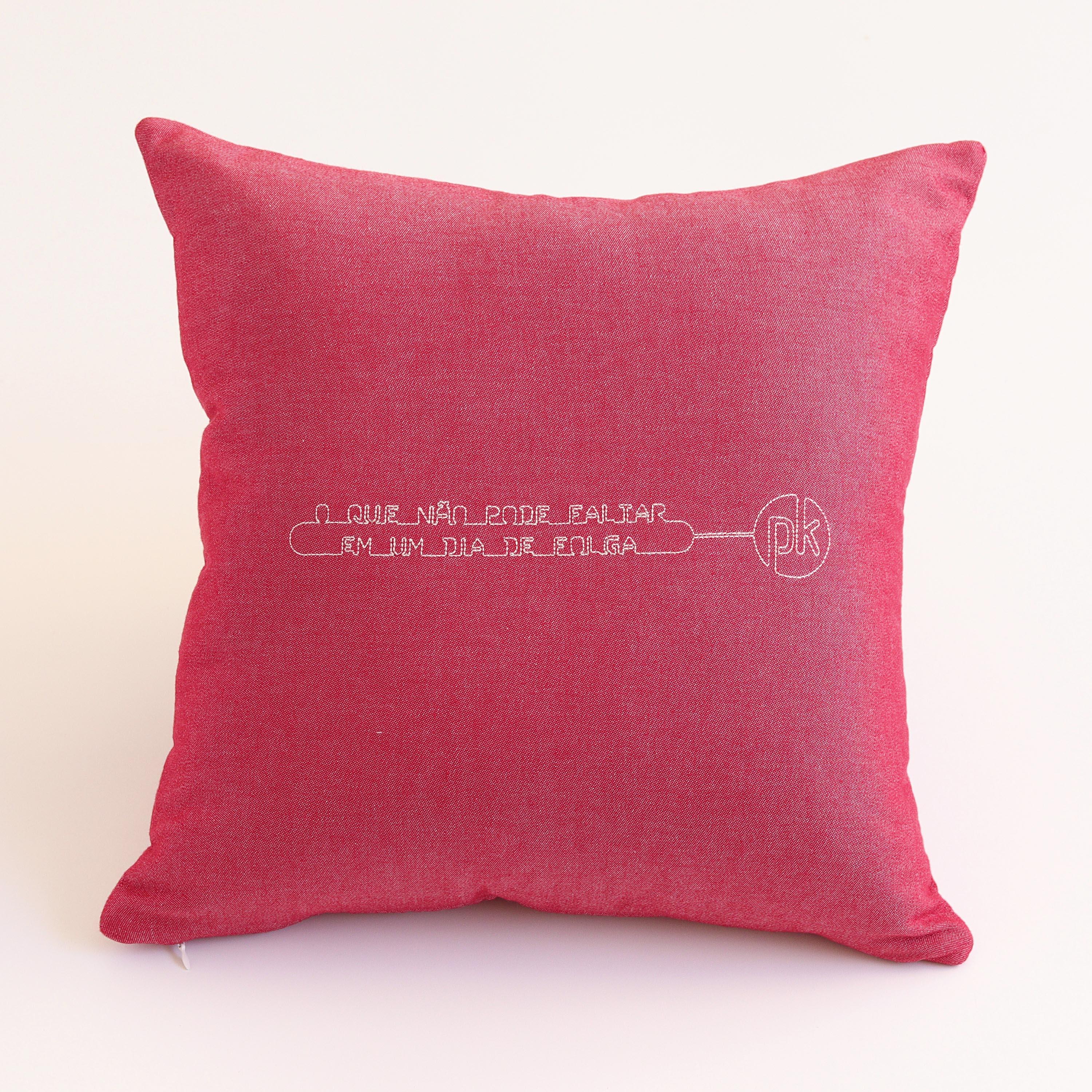 Modern Red Cotton Matelasse Cake Pillow by Paulo Kobylka For Sale
