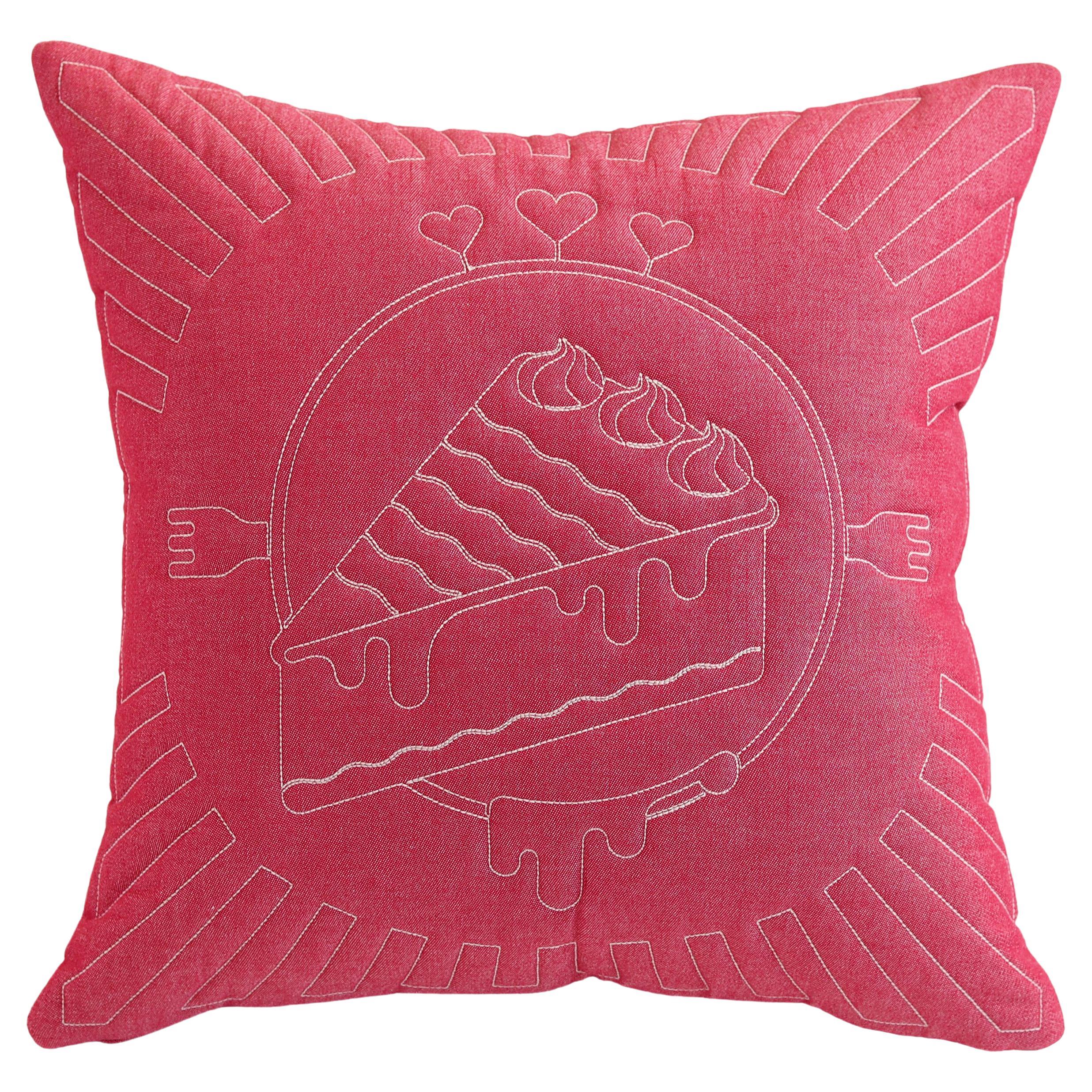 Red Cotton Matelasse Cake Pillow by Paulo Kobylka For Sale