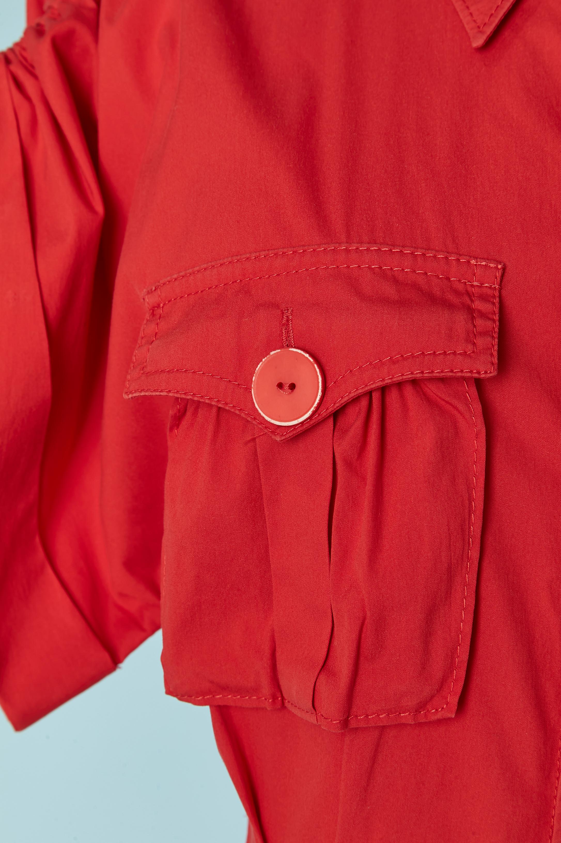 Rosso Abito chemise in cotone rosso elasticizzato Jean Paul Gaultier FEMME in vendita