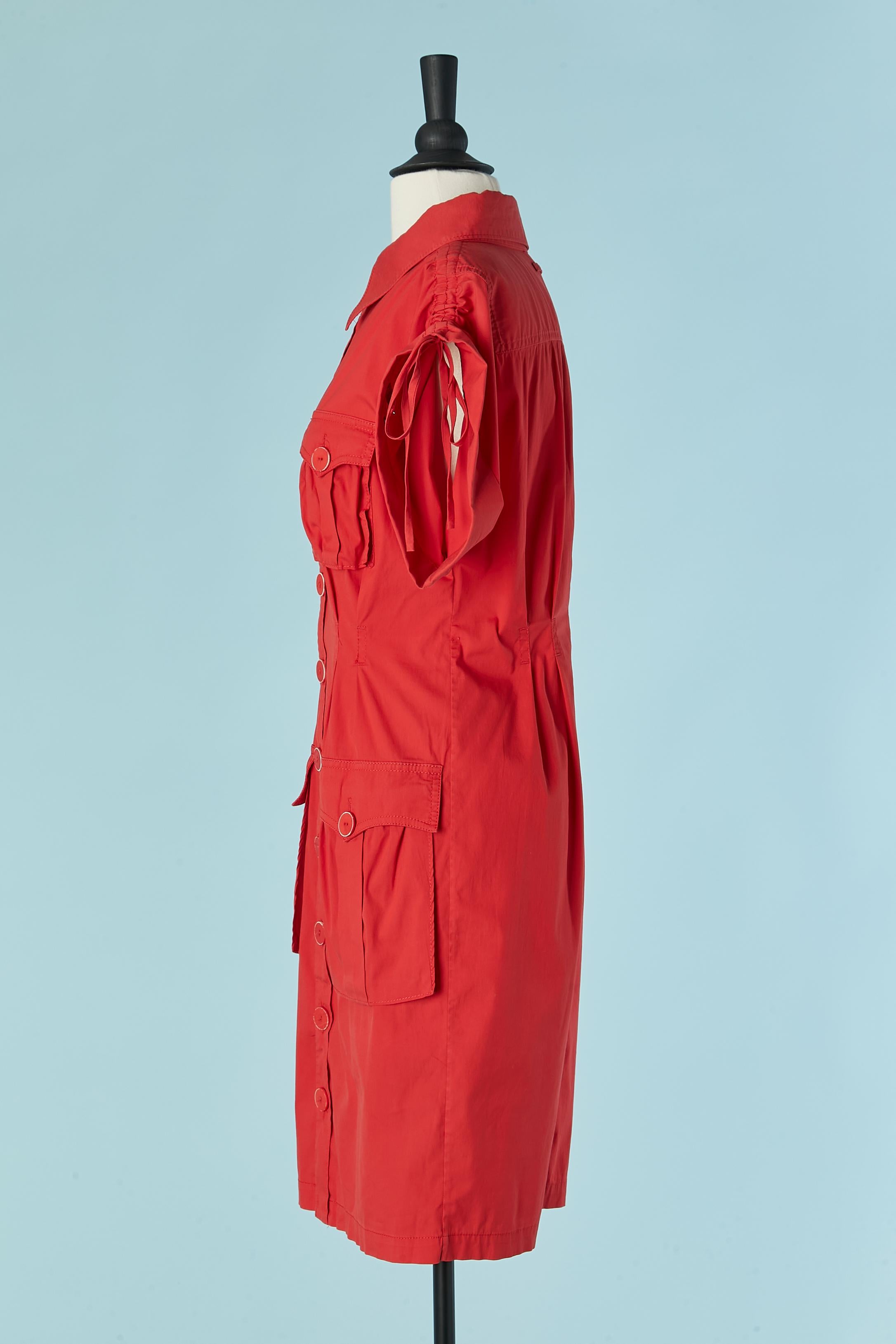 Donna Abito chemise in cotone rosso elasticizzato Jean Paul Gaultier FEMME in vendita