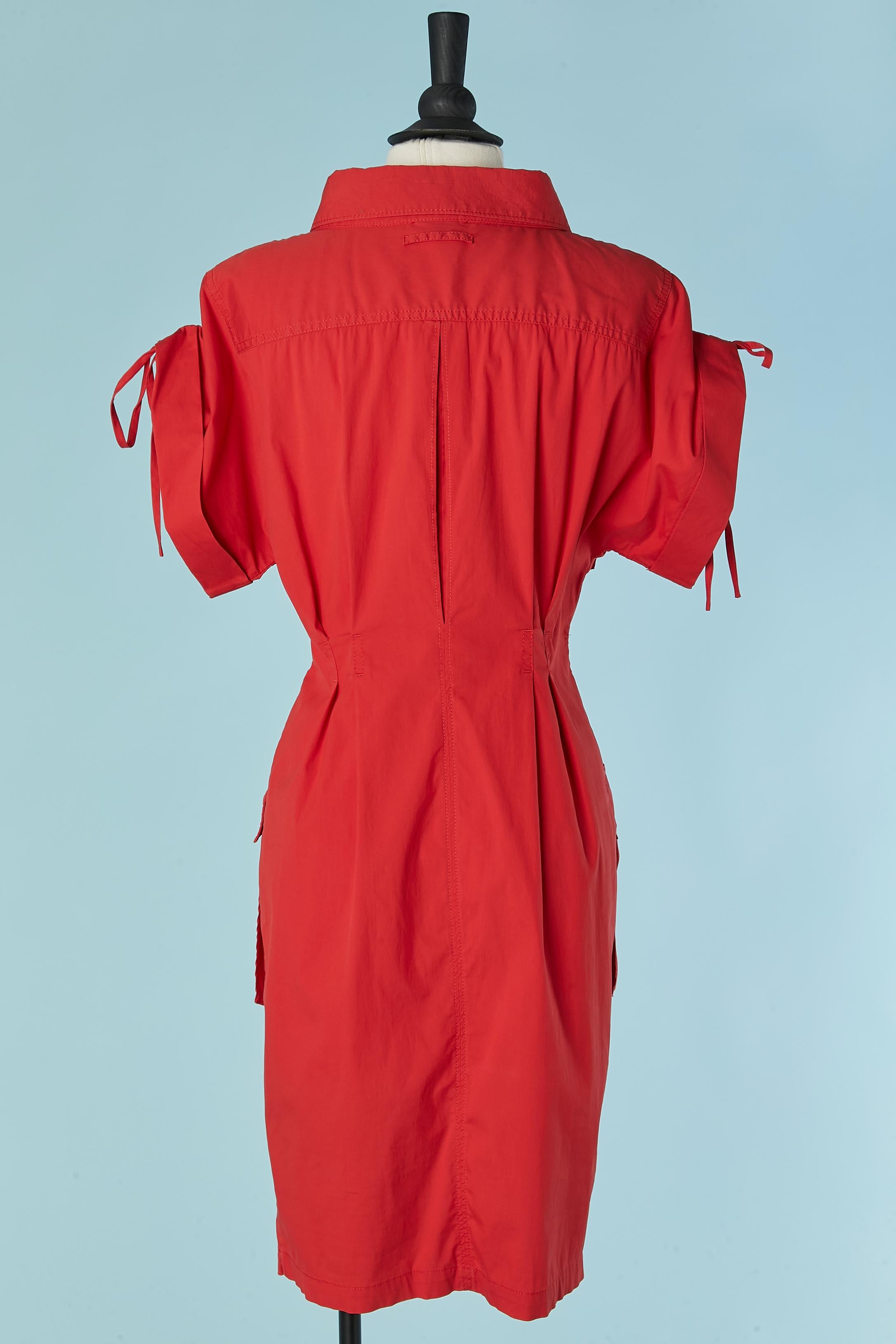 Abito chemise in cotone rosso elasticizzato Jean Paul Gaultier FEMME in vendita 1