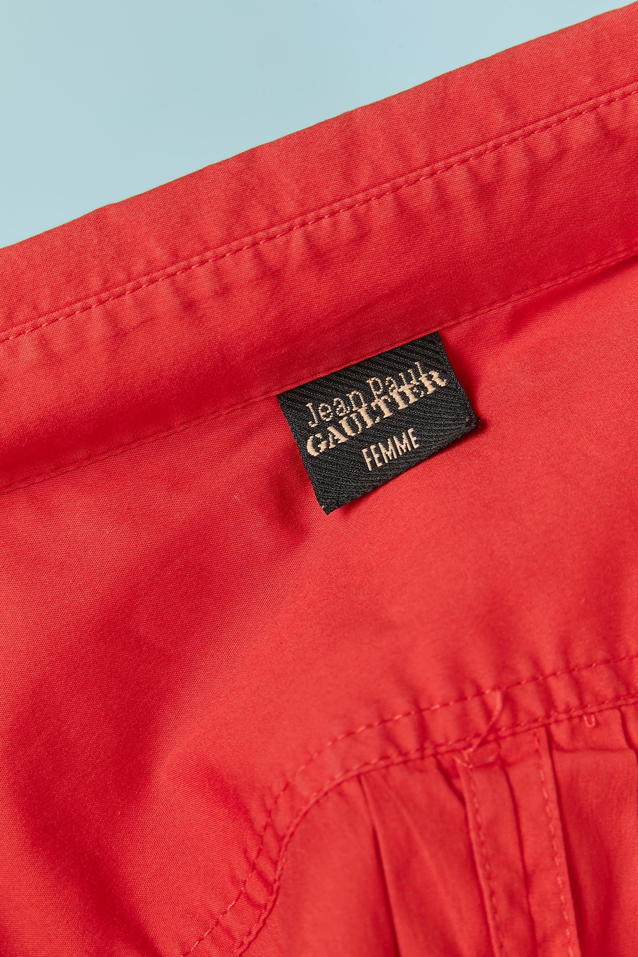 Abito chemise in cotone rosso elasticizzato Jean Paul Gaultier FEMME in vendita 3