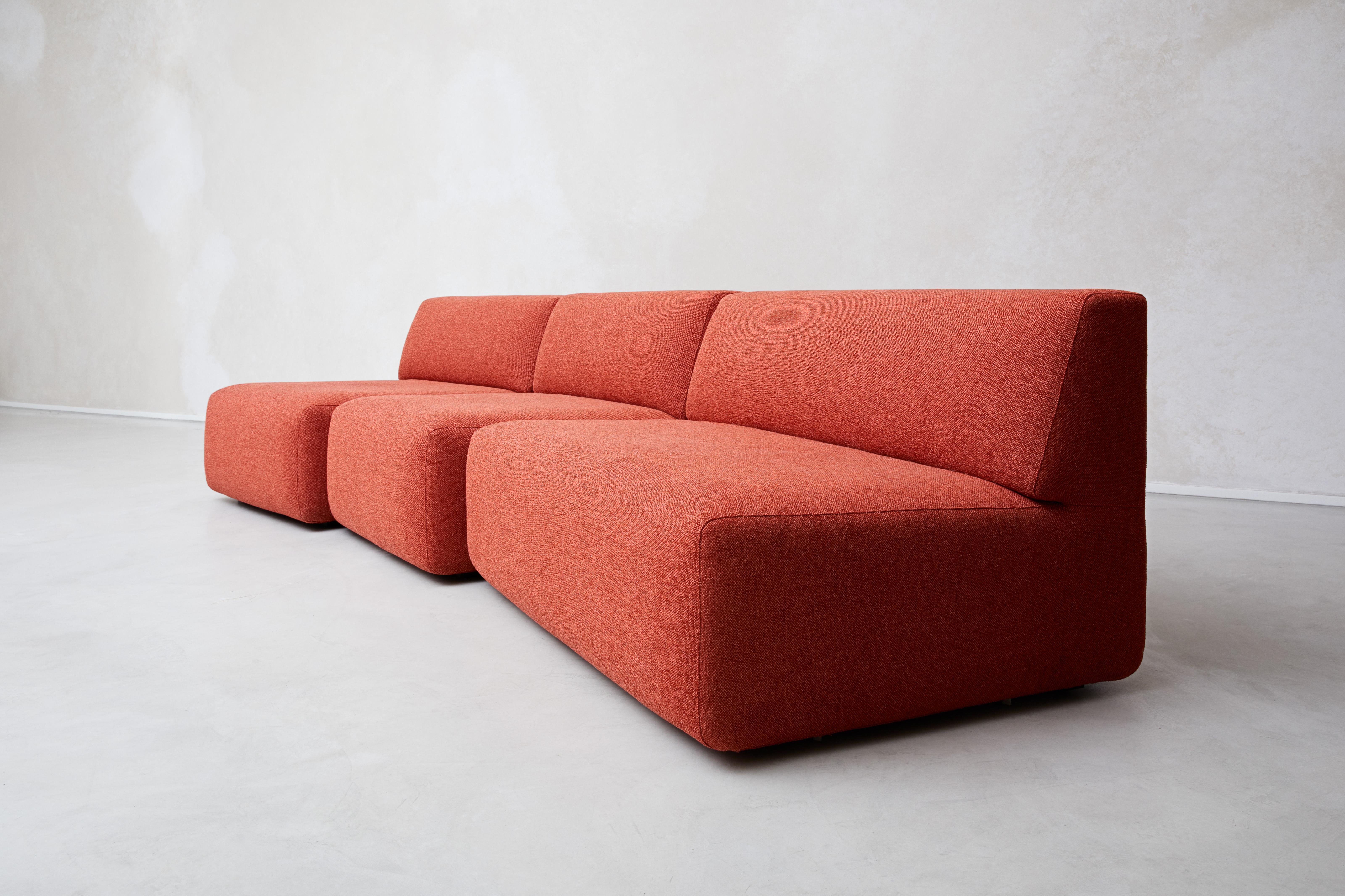 Red couch by Marc Dibeh
Materials: Fabric
Dimensions: W 290 x D90 x H65 cm 

Beirut based designer Marc Dibeh narrates his cultural environment through compelling interiors and products.
His studio’s philosophy revolves around storytelling and