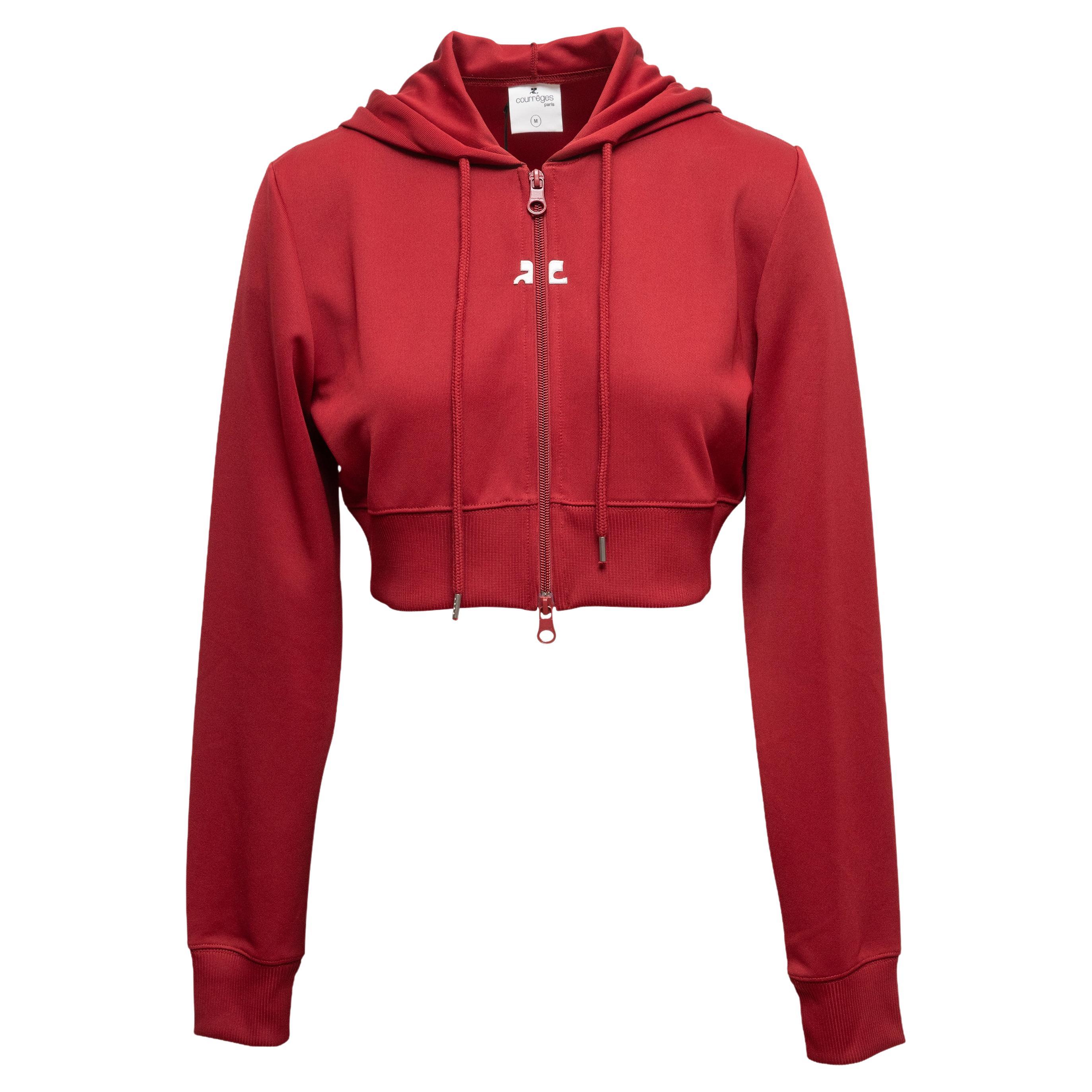 Sudadera con capucha Courreges Cropped Athletic Roja Talla US M en venta