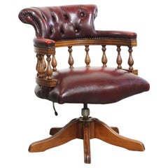 Sedia da ufficio Chesterfield in pelle di vacchetta rossa in stile inglese