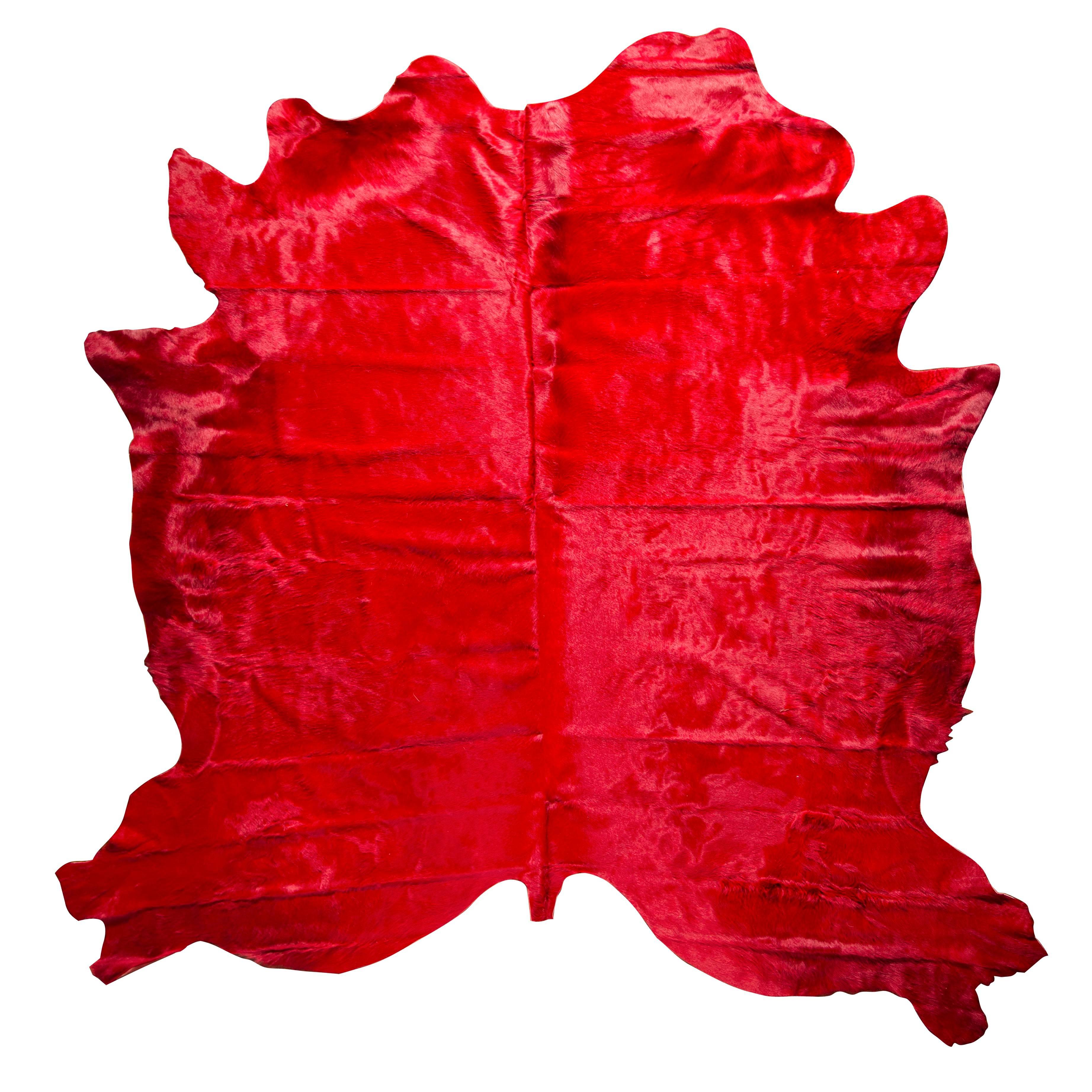 Red Genuine Large European Cowhide Hair Rug