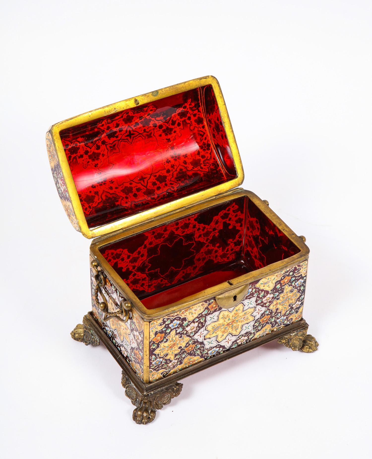 Red-Cranberry Moser Crystal and Enameled Box Made for the Islamic/Moorish Market 8
