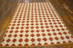 Red Cream Cross Contemporary Handwoven Cotton American Hooked Rug 6'x9' Carpet