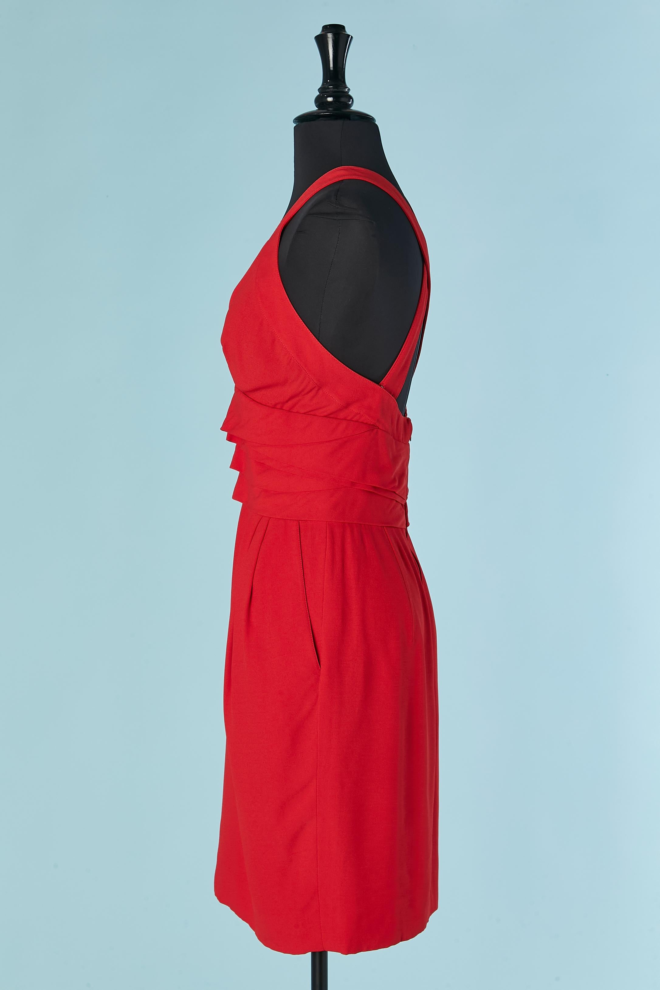Women's Red crepe cocktail dress UNGARO PARALLELE For Sale