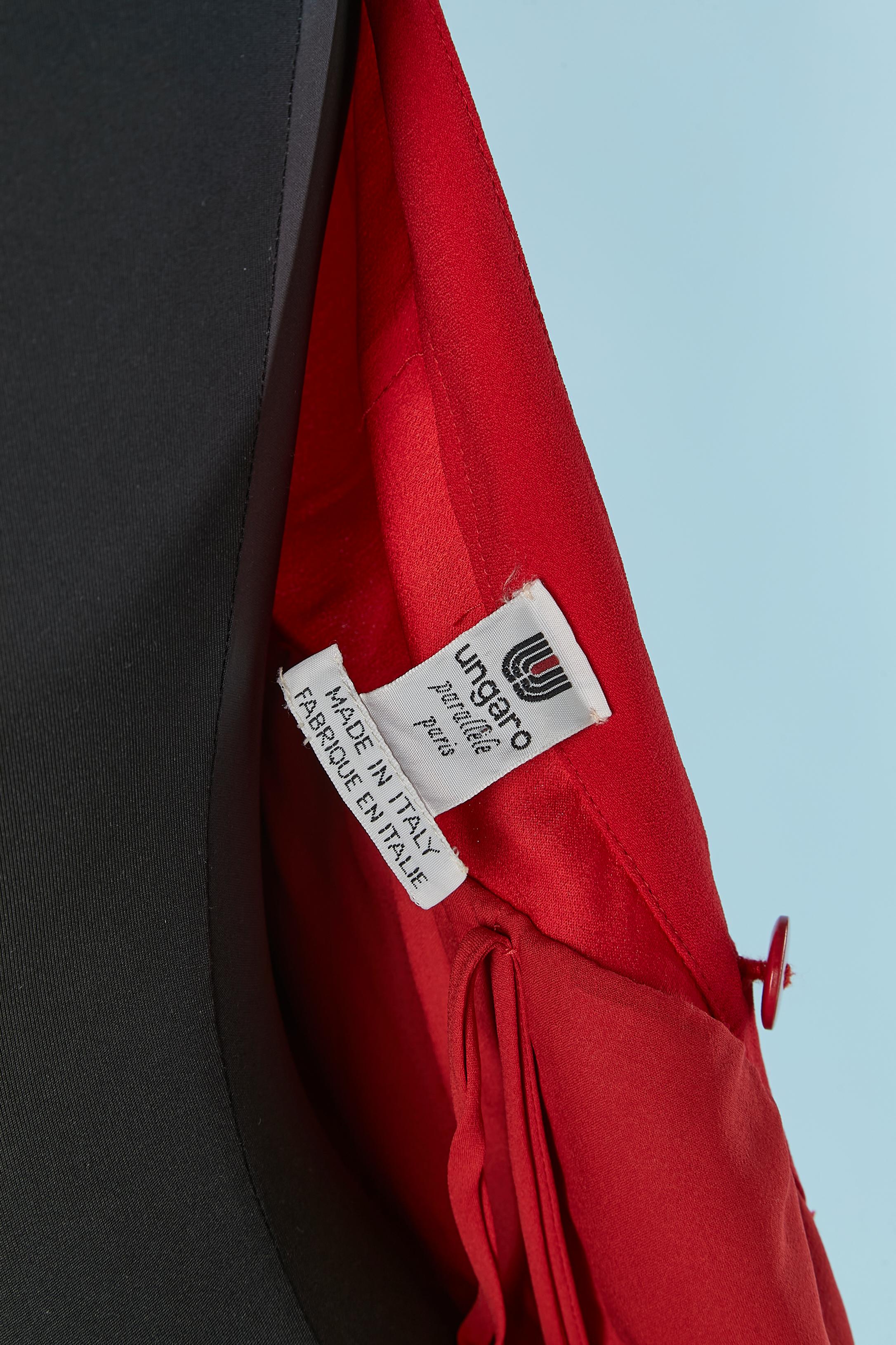 Red crepe cocktail dress UNGARO PARALLELE For Sale 2