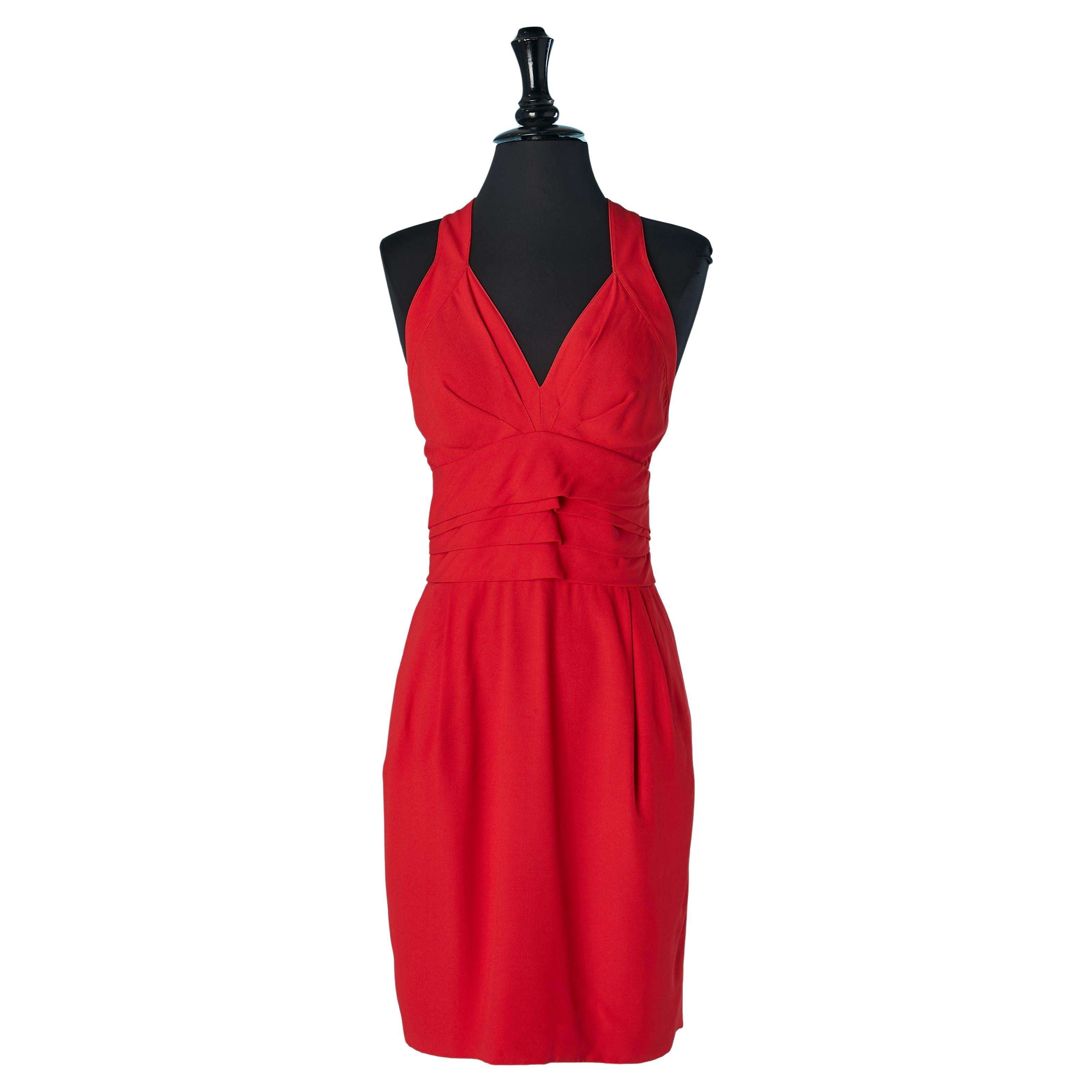 Red crepe cocktail dress UNGARO PARALLELE For Sale