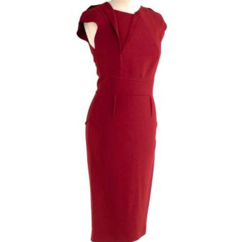 red crepe pencil dress For Sale 3