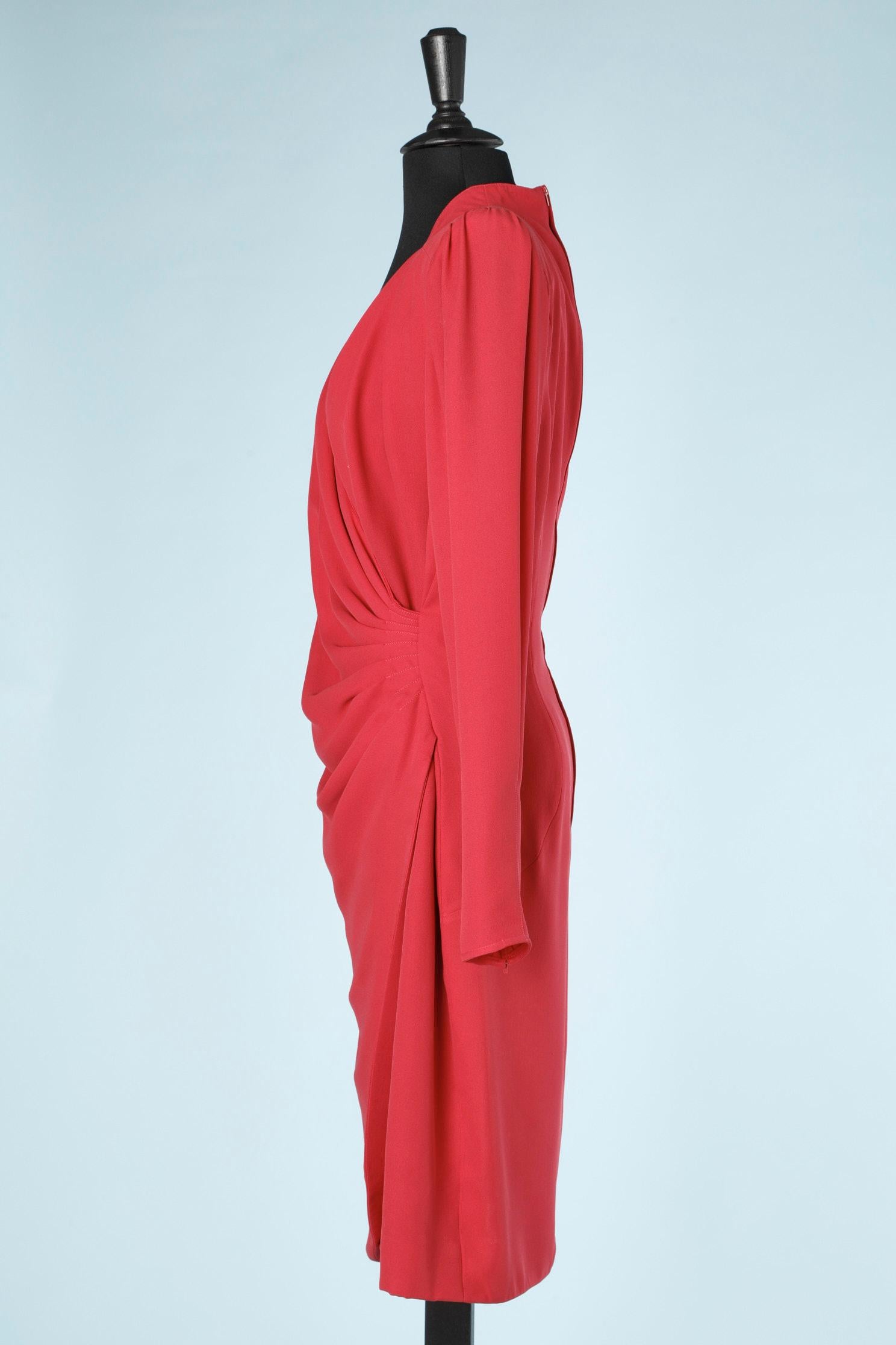 Red crepe wrapped cocktail dress Ungaro Parallèle  1