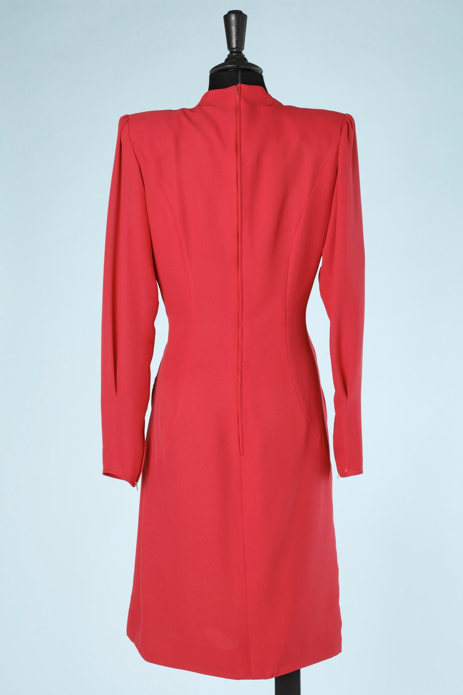 Red crepe wrapped cocktail dress Ungaro Parallèle  2