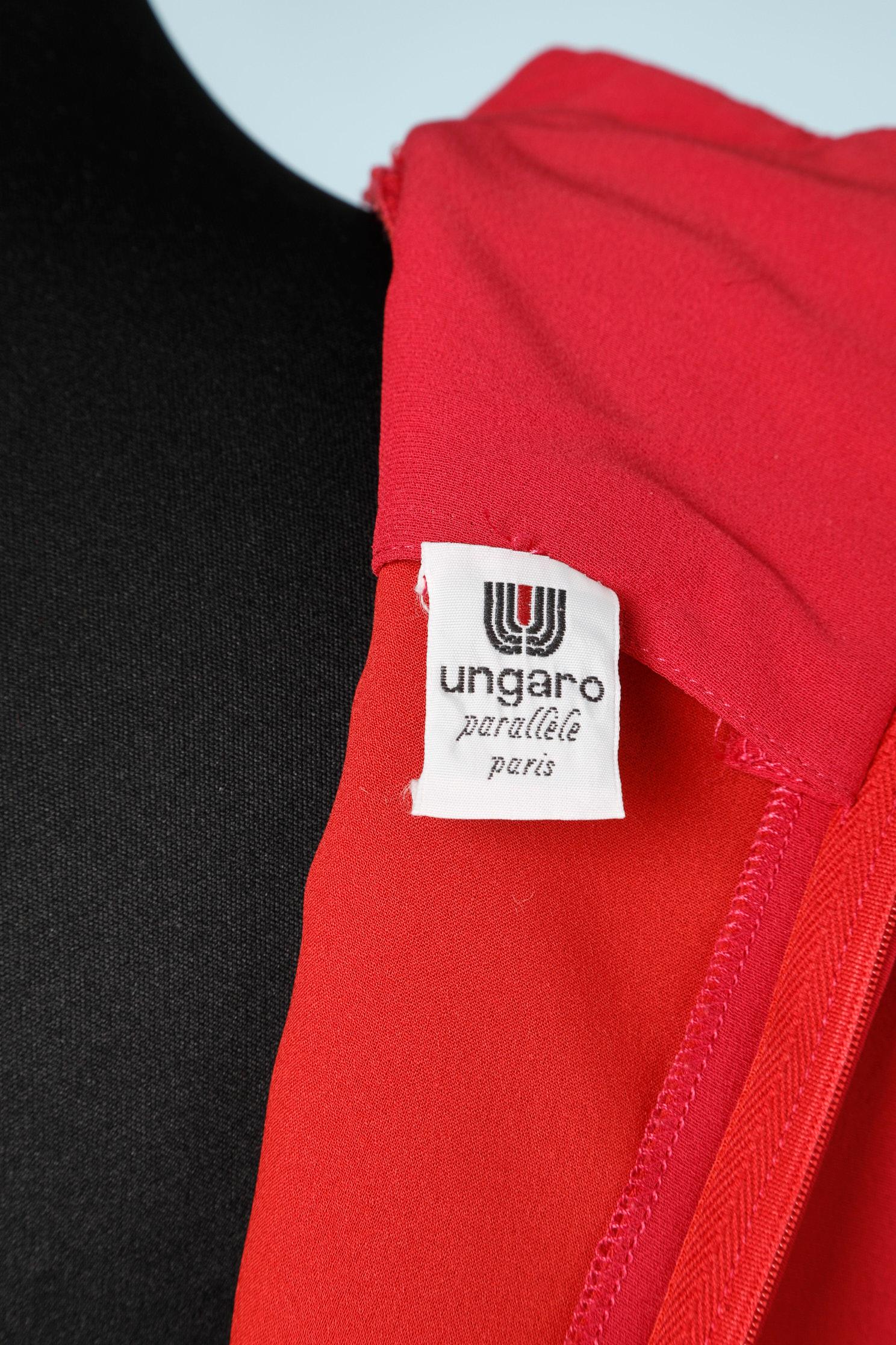 Red crepe wrapped cocktail dress Ungaro Parallèle 3