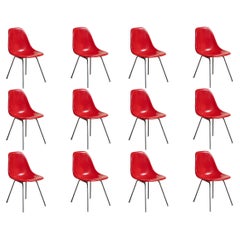 Red Crimson Eames Herman Miller Vintage  Fiberglass Shell Chairs