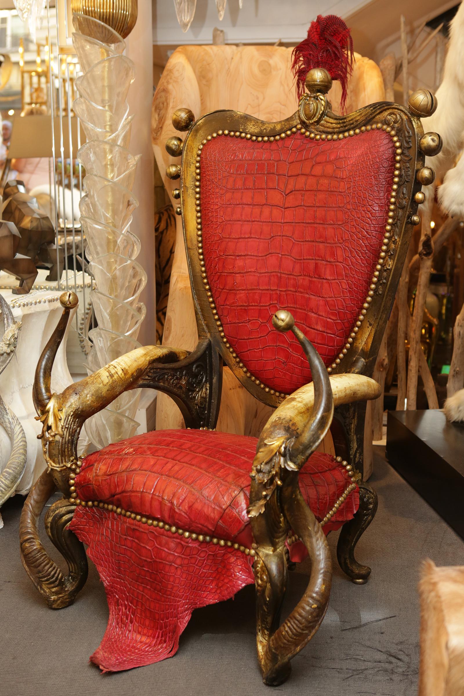 French Red Alligator Armchair