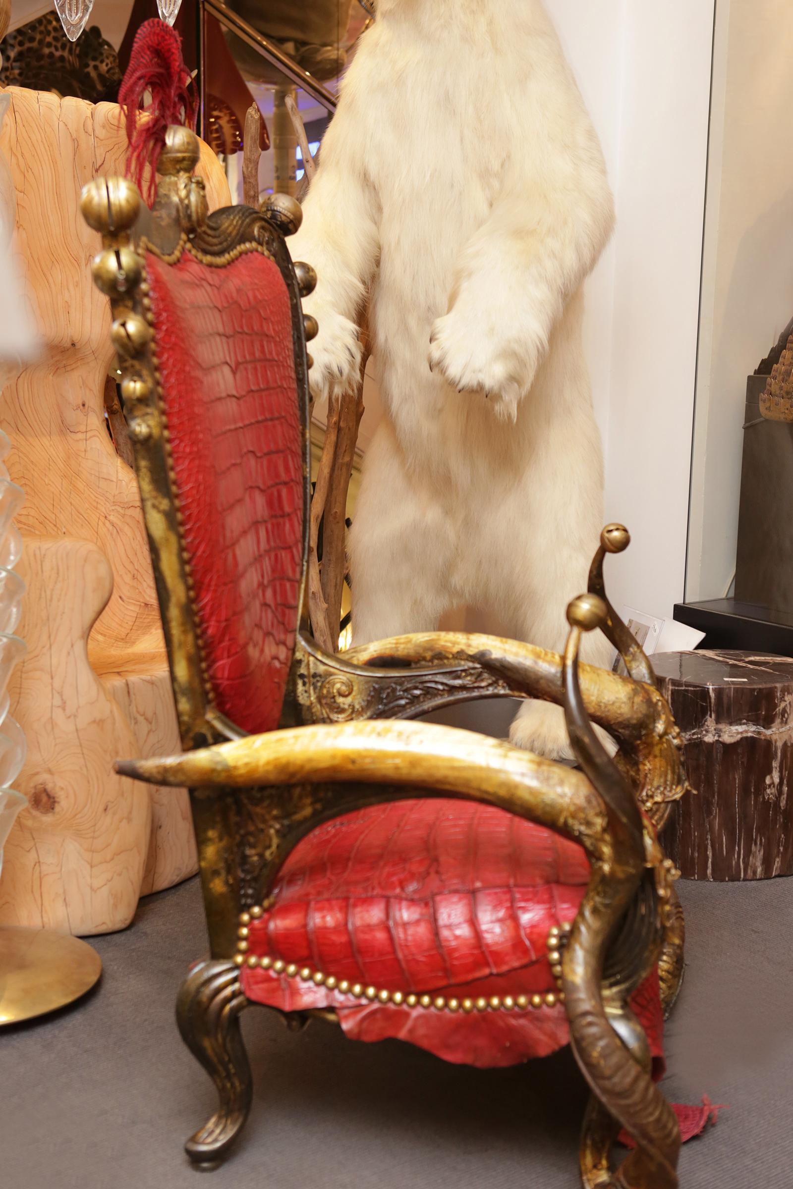 Red Alligator Armchair In New Condition In Paris, FR