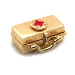 Red Cross Medical Bag with Wine Goblet Inside