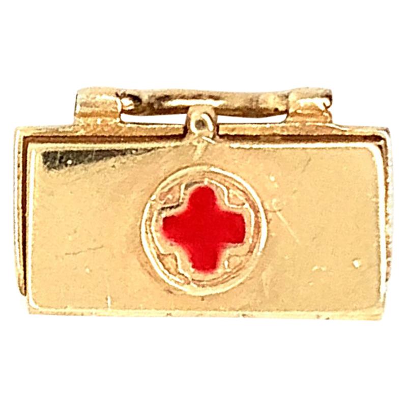 Red Cross Medical Bag with Wine Goblet Inside