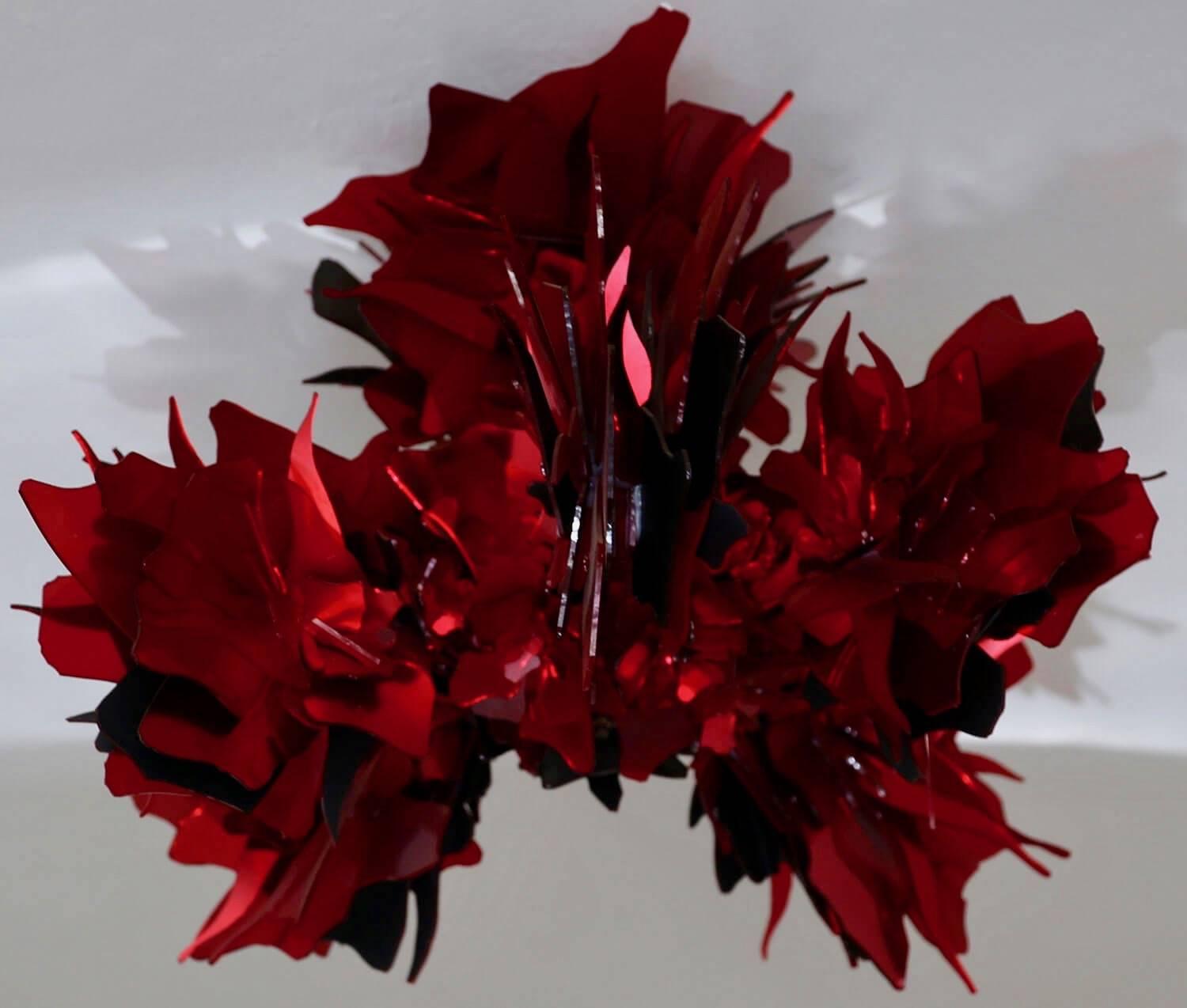 Spanish Red Crystal Flower Ceiling Lamp For Sale