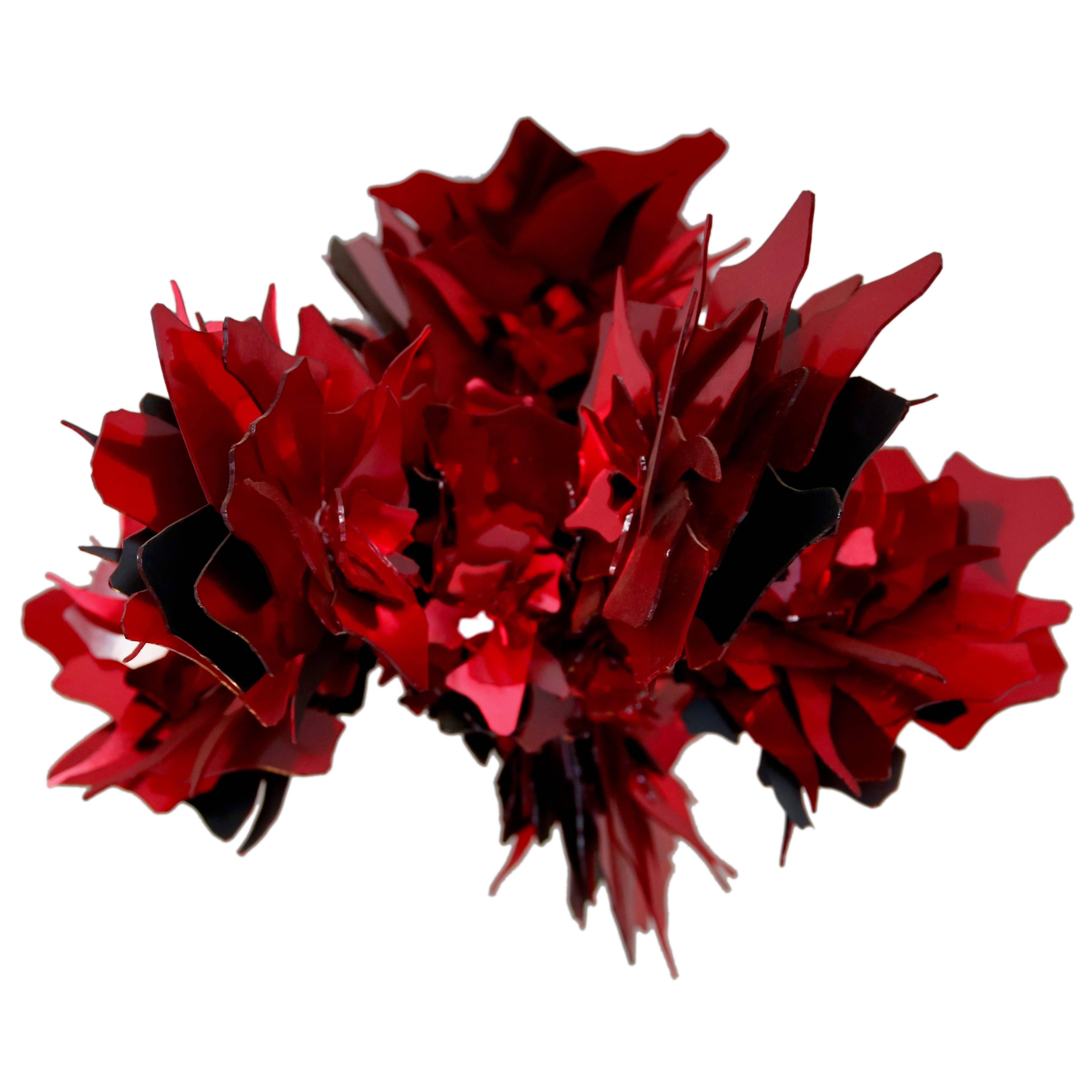 Red Crystal Flower Ceiling Lamp For Sale