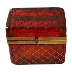 Red Crystal Hinged Casket Box Red Crystal Hinged Casket Box