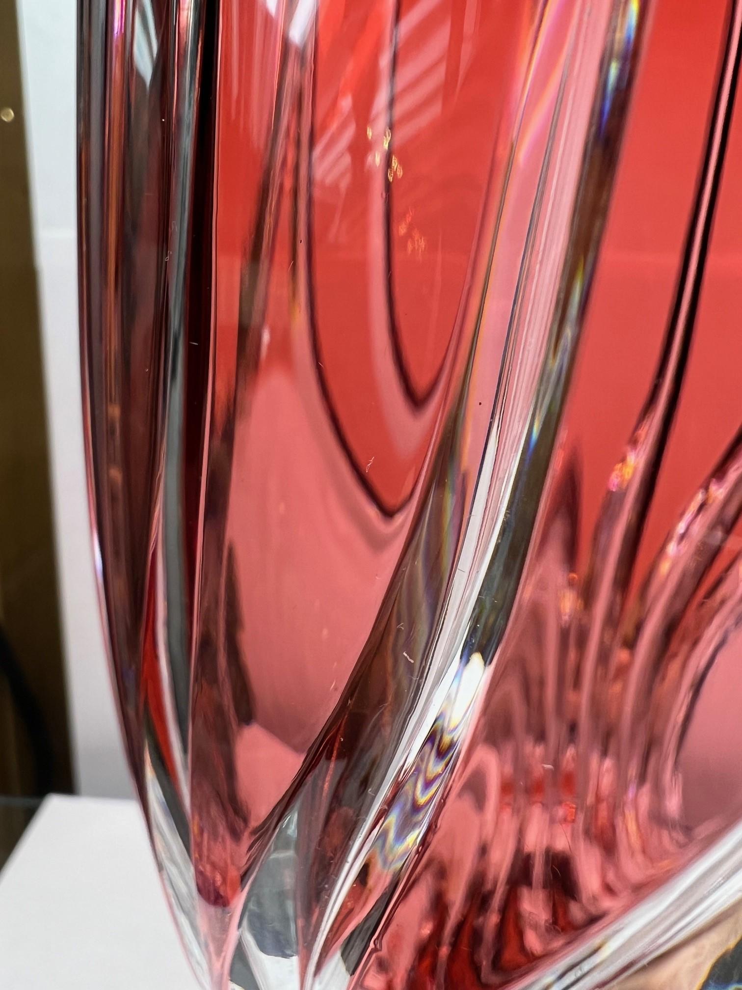 Red Crystal Vase by Caesar Crystal Bohemiae Co. Czech Republic For Sale 8