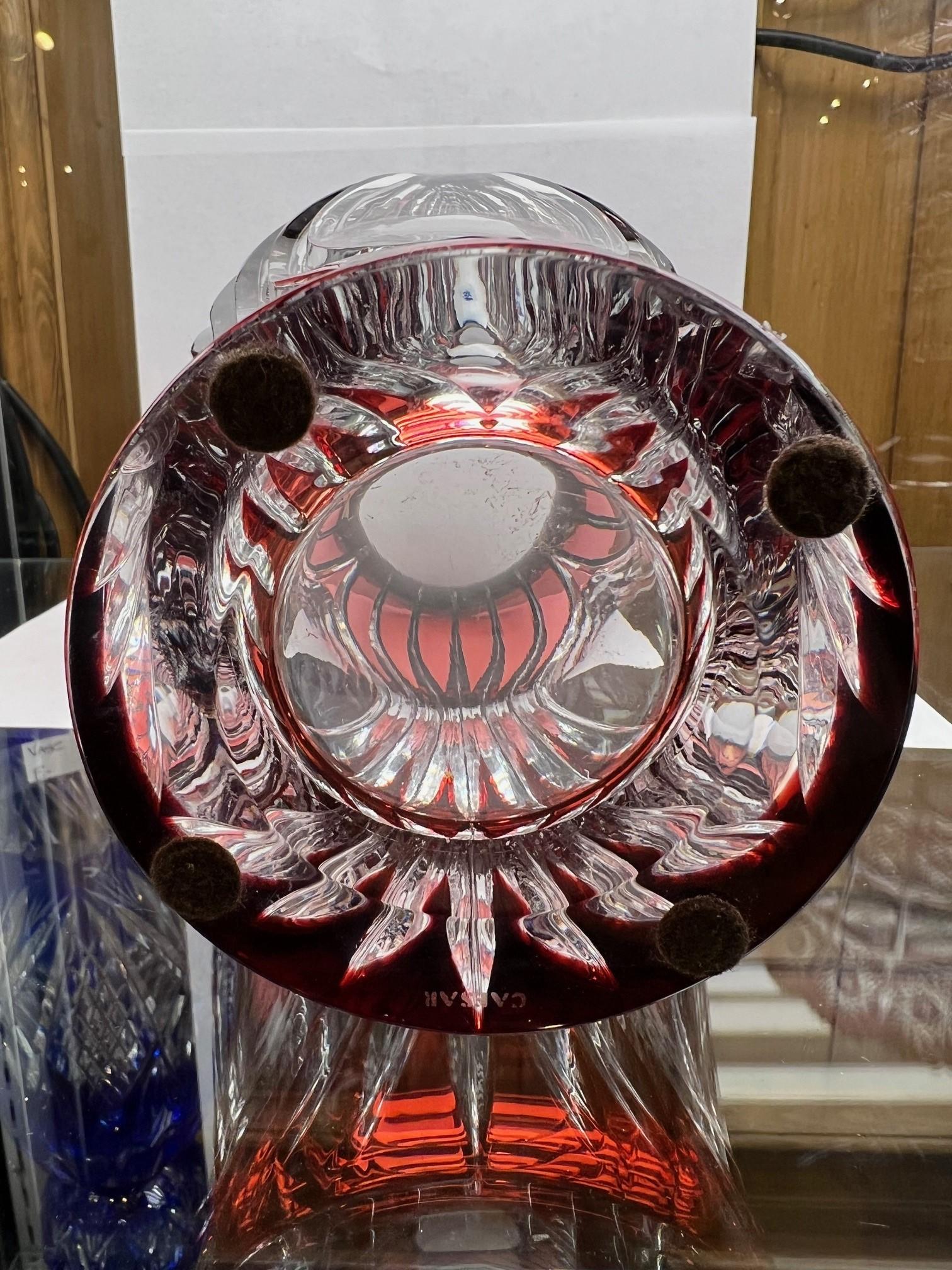 Red Crystal Vase by Caesar Crystal Bohemiae Co. Czech Republic For Sale 11