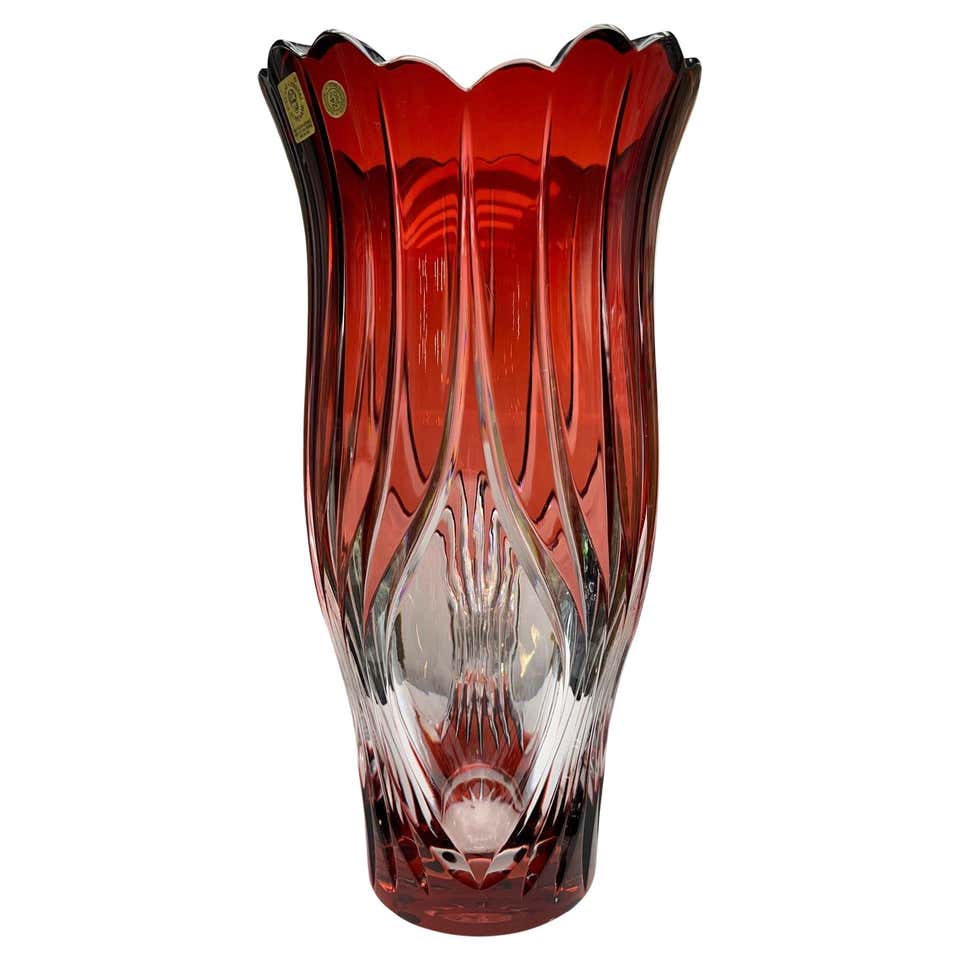 Ruby Red Hand Cut Lead Crystal Vase by Caesar Crystal Bohemiae Co.Czech ...