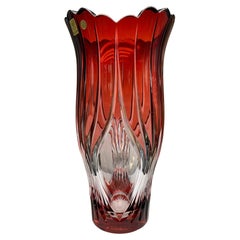 Vintage Red Crystal Vase by Caesar Crystal Bohemiae Co. Czech Republic