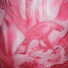 Red Crystal Vase Design Eagle, Contemporary Style