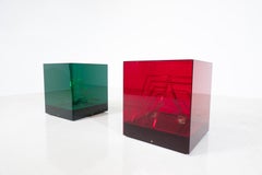Red "Cubo Di Teo" Lamp by James Rivière, Italy, 1960s