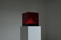 Red Cubo Di Teo light object by James Rivière, 1970s Italy.