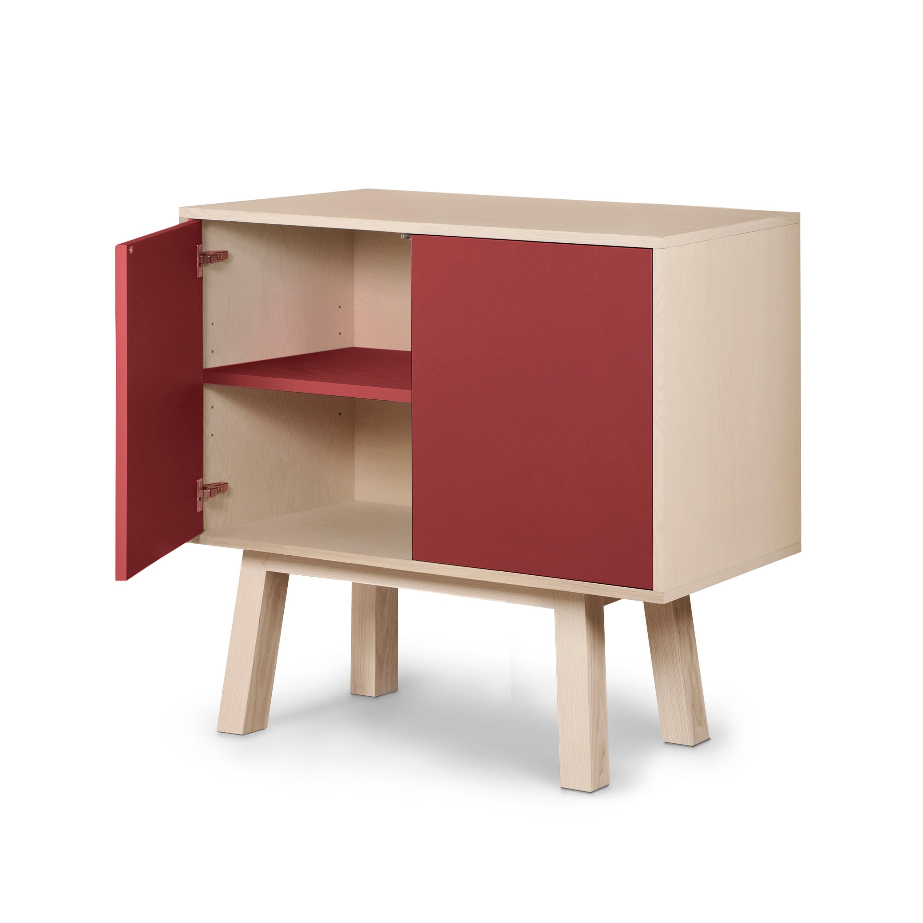 French Red customizable handcrafted 2-door wooden cabinet by E. Gizard, Paris For Sale