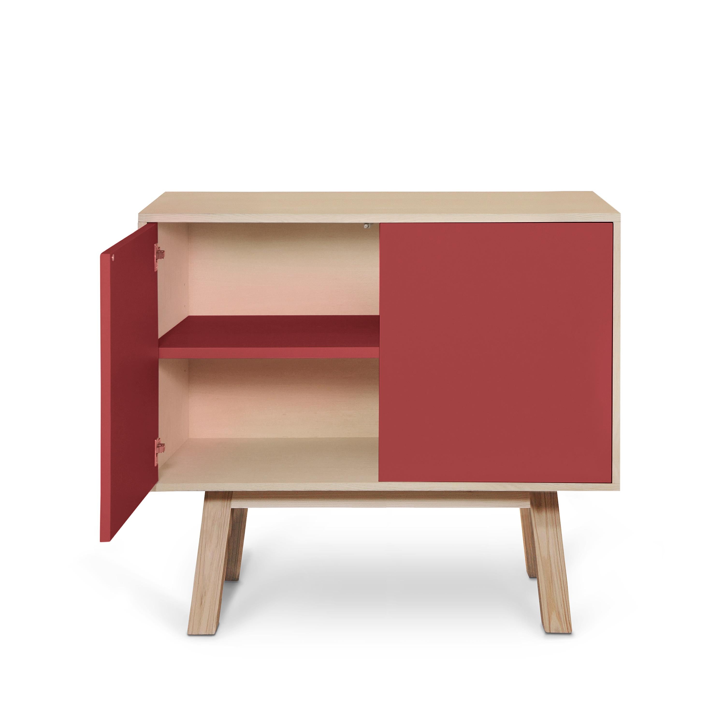 Contemporary Red customizable handcrafted 2-door wooden cabinet by E. Gizard, Paris For Sale