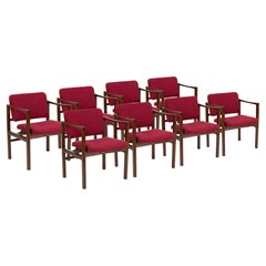 Red Czechoslovakian Mid-Century Modern Armchair Set '8 Pieces'