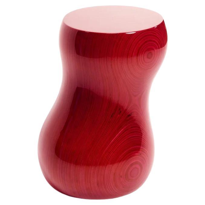Tabouret/table d'appoint D0U8L3 rouge, contreplaqué de bouleau baltique CNC, par Timbur
