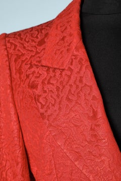 Red damask skit suit Yves Saint Laurent Rive Gauche
