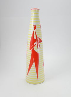 Red Dancer Figure Porcelain Vase by Janos Torok for Zsolnay, 1960s