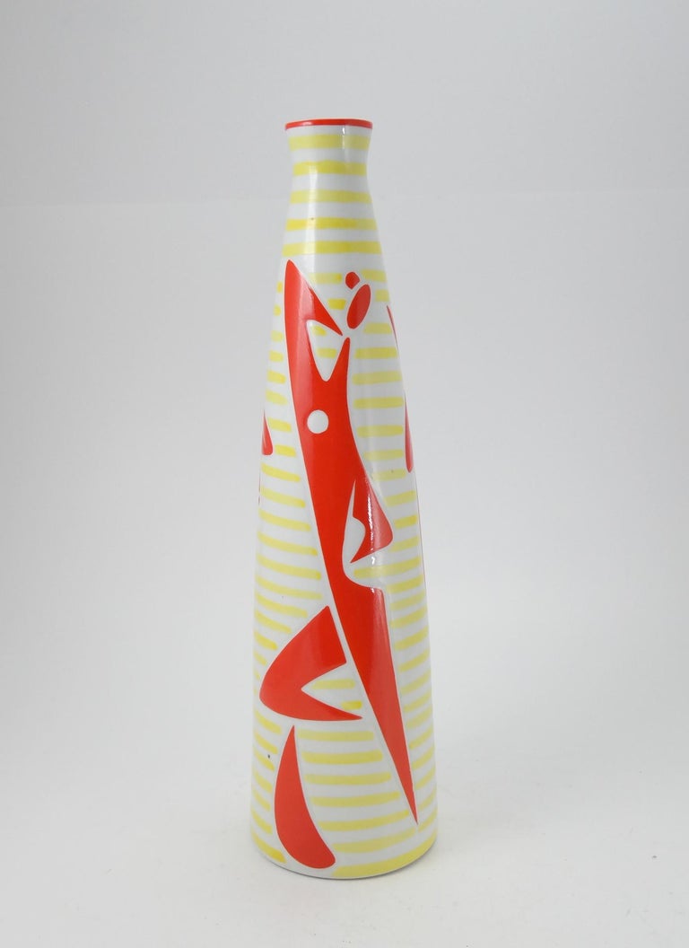 Red Dancer Figure Porcelain Vase by Janos Torok for Zsolnay, 1960s For Sale  at 1stDibs