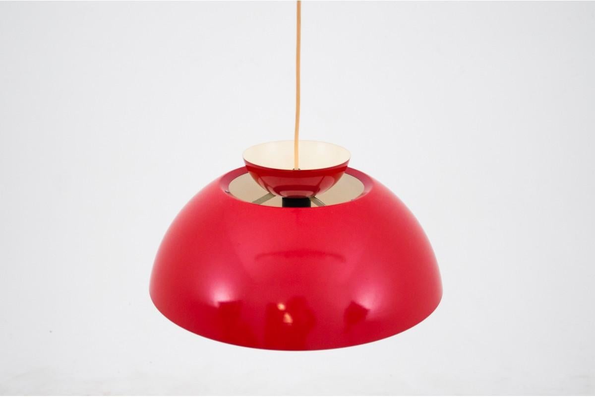 Scandinavian Modern Red Danish Ceiling Lamp, 1970s