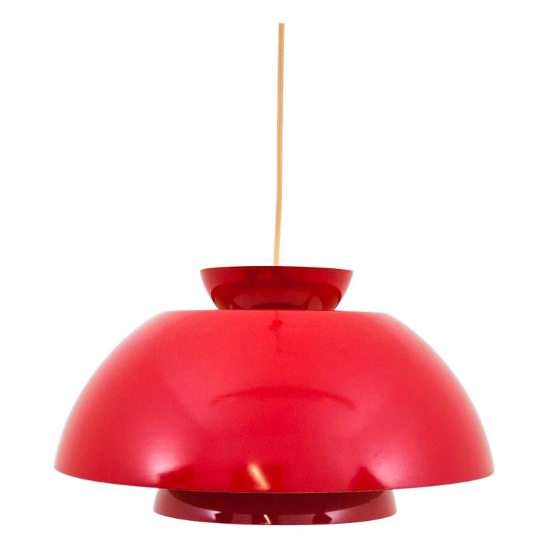 Red Danish Ceiling Lamp, 1970s