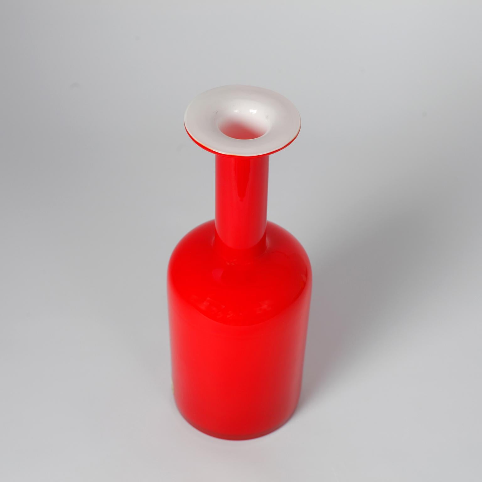 Rote dänische Vase von Otto Brauer für Holmegaard, Dänemark, 1960er Jahre (Dänisch) im Angebot
