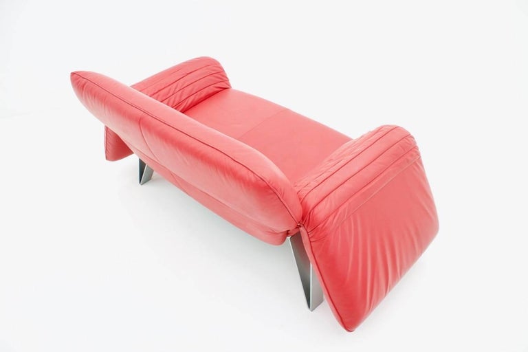 De Sede Red Leather Sofa Lounge Chair DS 142 von Wilfried Totzek Schweizer 1988 1