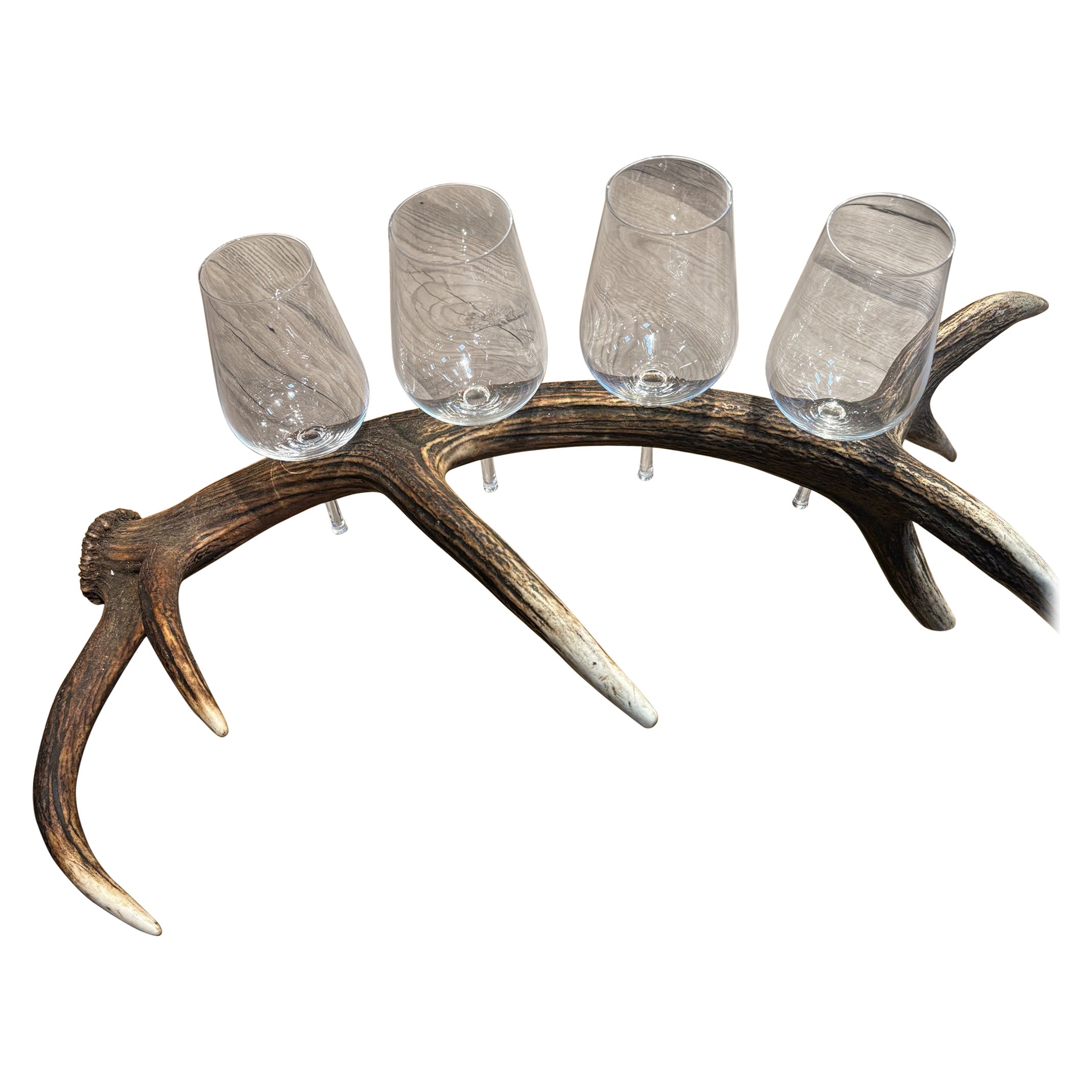 Red Deer Antler serving 4 Wine Glasses For Sale