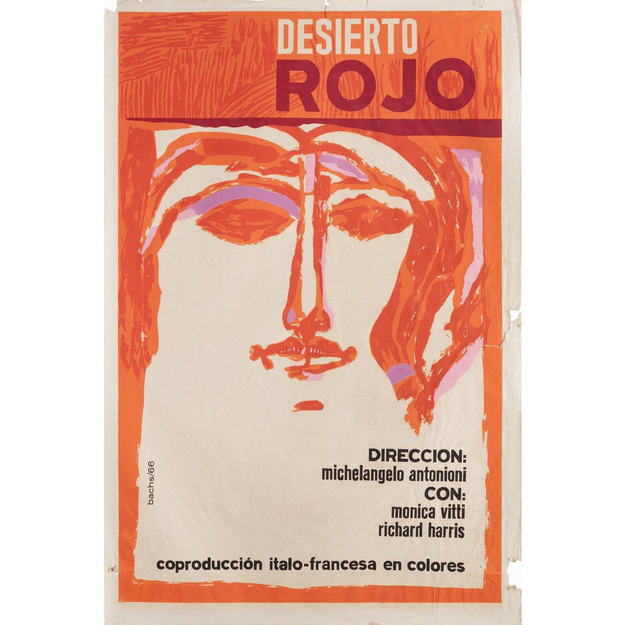 Affiche originale cubaine de 1966 par Eduardo Munoz Bachs pour la première sortie en salle à Cuba du film Le désert rouge (Il deserto rosso) réalisé par Michelangelo Antonioni avec Monica Vitti / Richard Harris / Carlo Chionetti / Xenia Valderi.