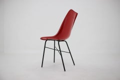Red Design Fiberglass Dining, Desk Chair / Czechoslovakia, 1960s